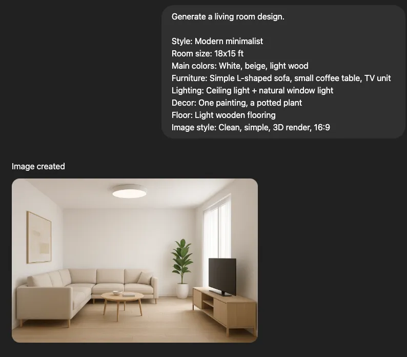 &nbsp;For Beginners: Generate a Simple Living Room Design Image