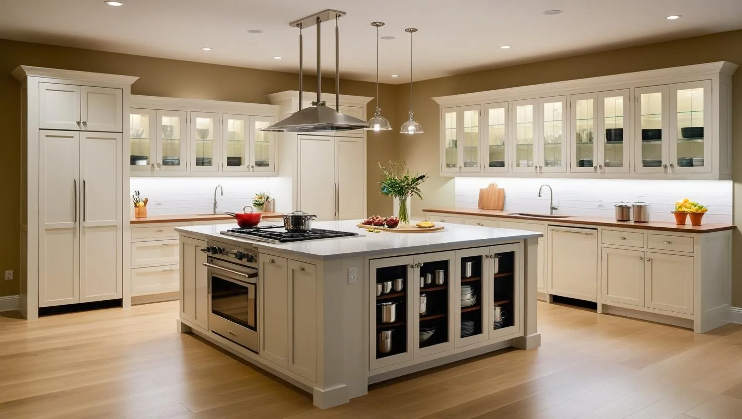 例3：大型アイランド一体型キッチン（20㎡以上）