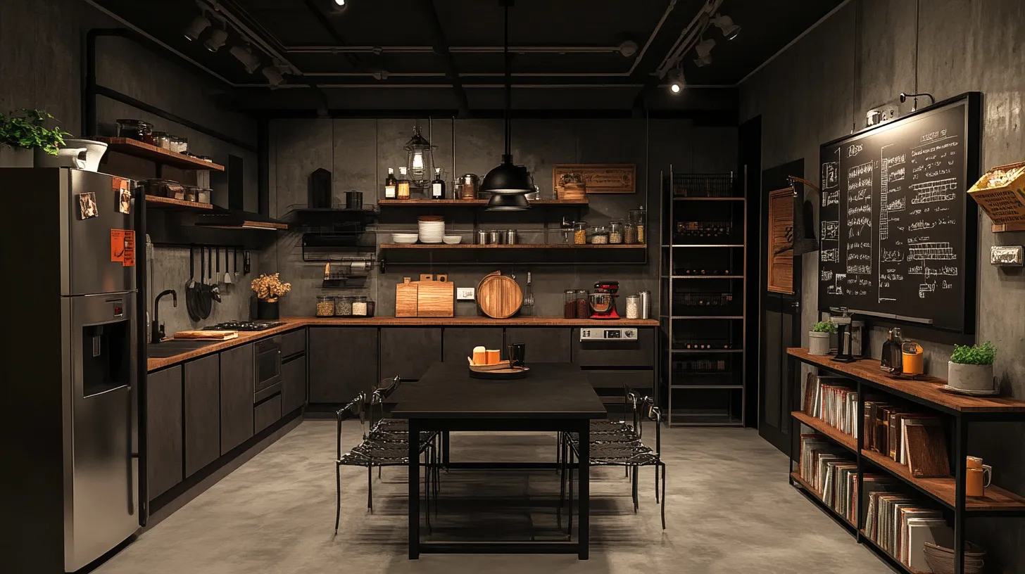 例3：インダストリアル風のキッチンダイニング一体化