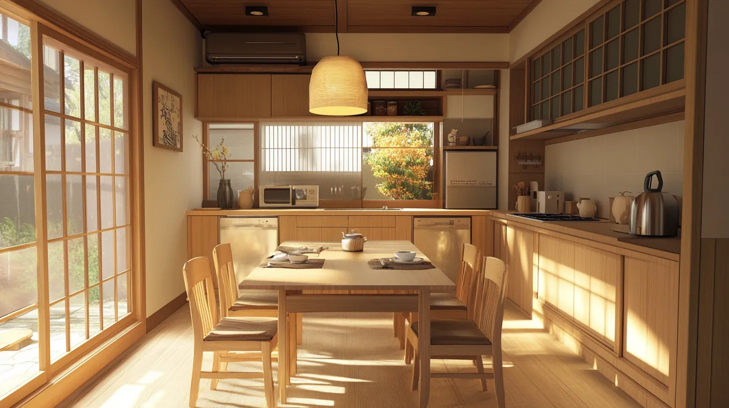 例1：和風のキッチンダイニング融合空間