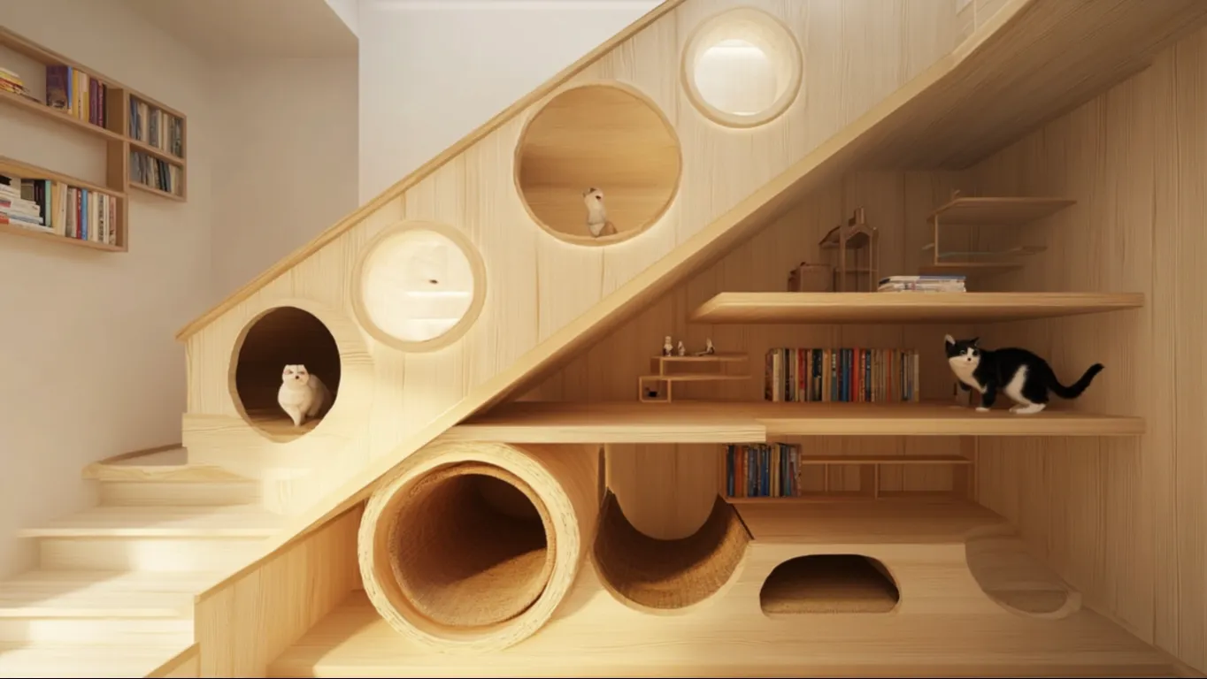 例2：ペットと遊べる本棚