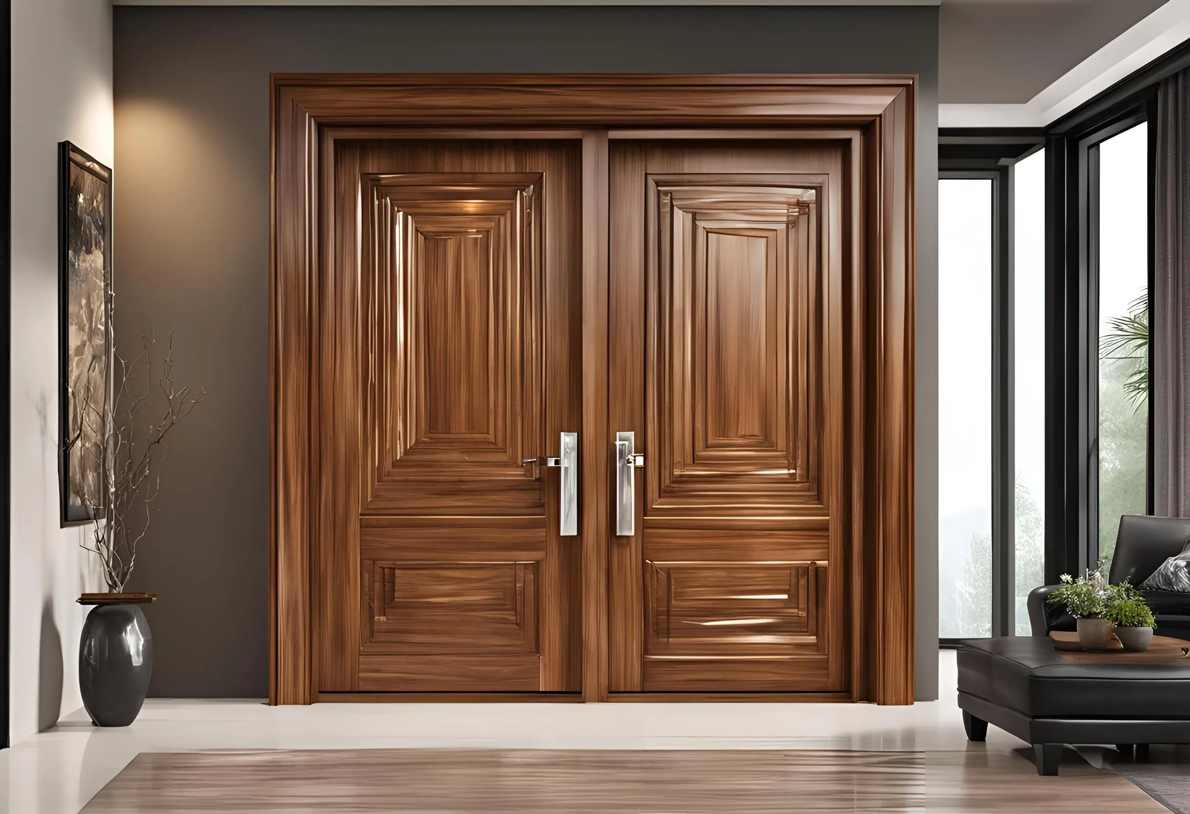 2. Luxurious Burmese Teak Double Doors
