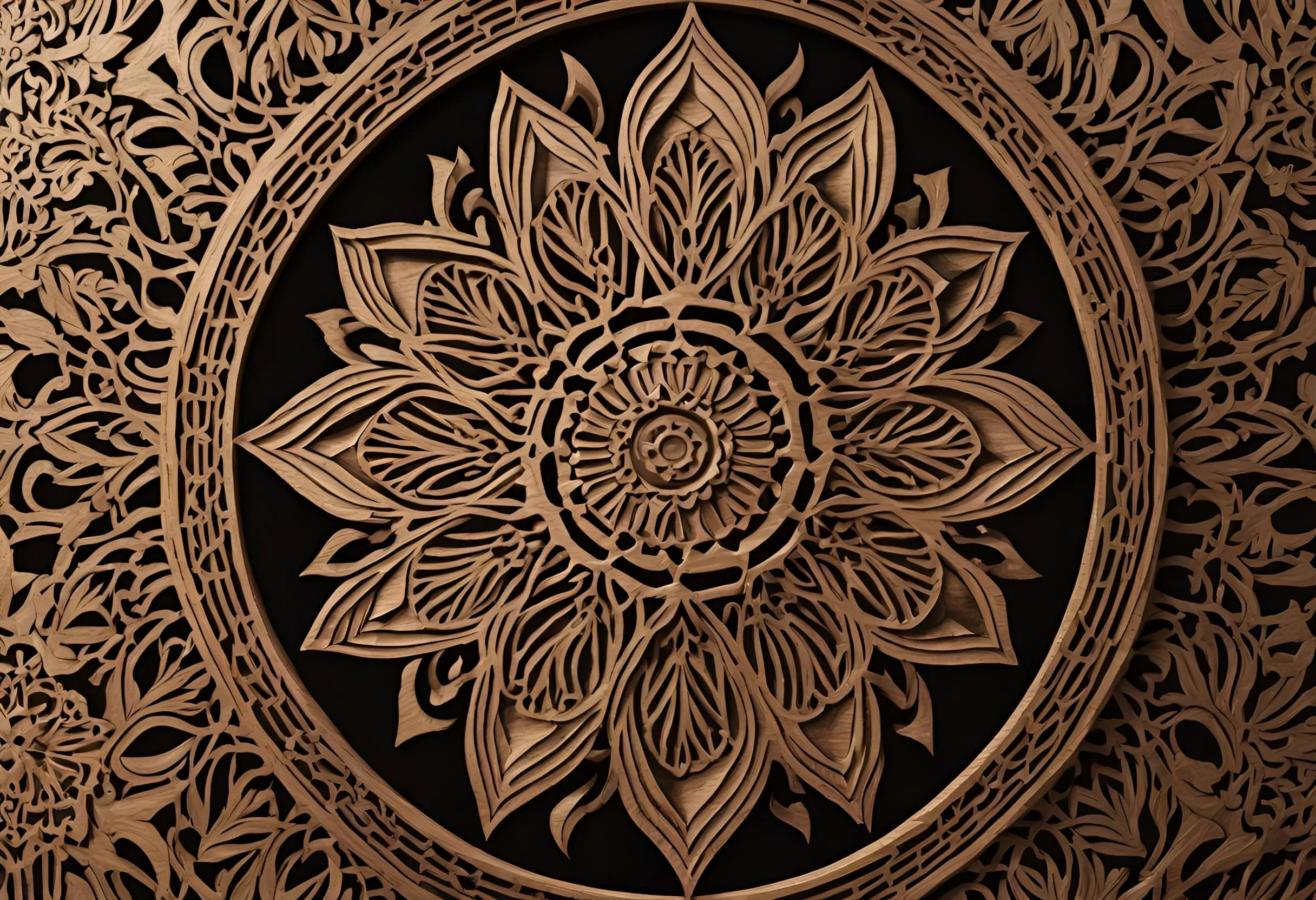 4. Mandala Carved Solid Wood Double Doors