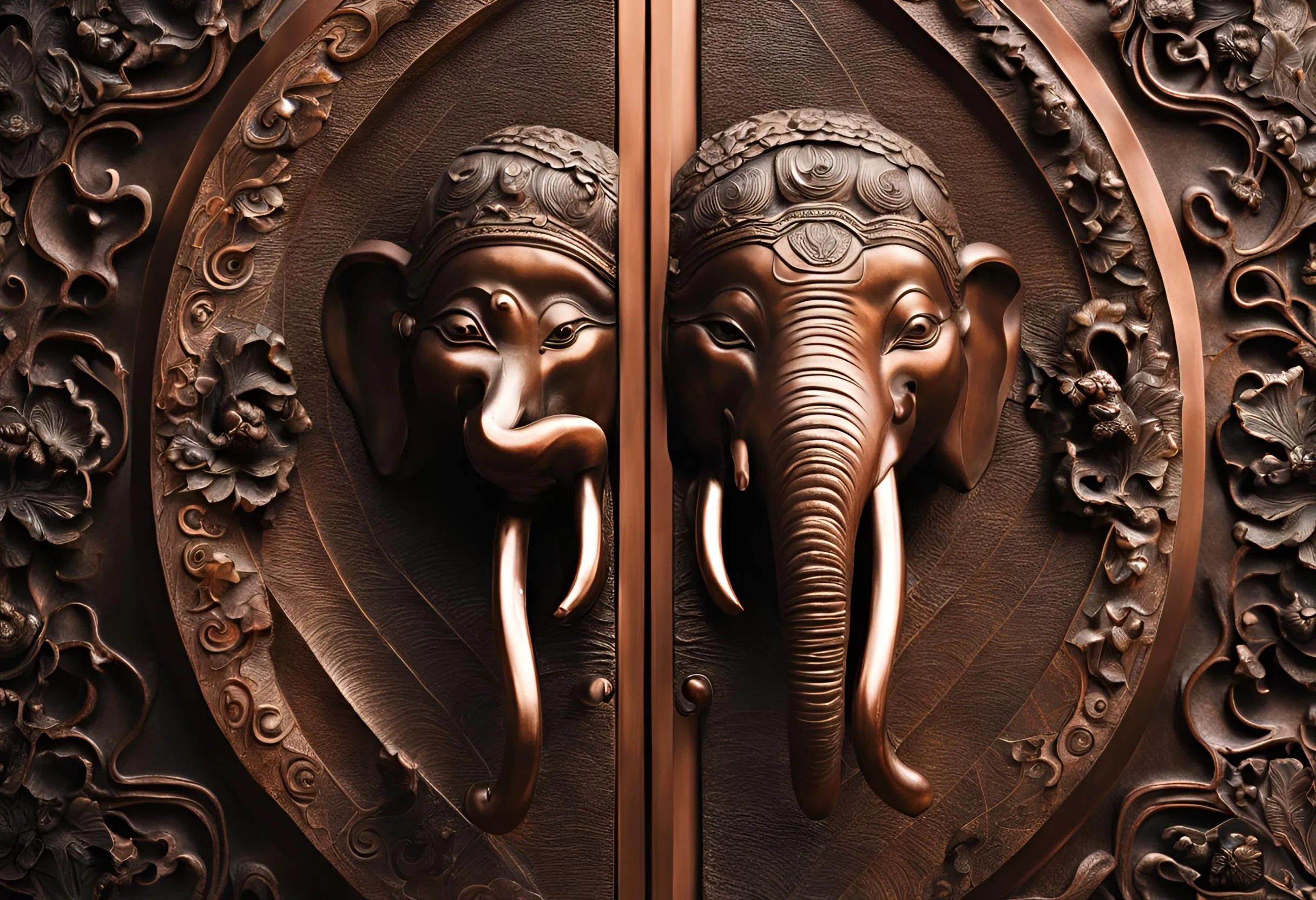 5. Copper Symbolic Handle Double Doors