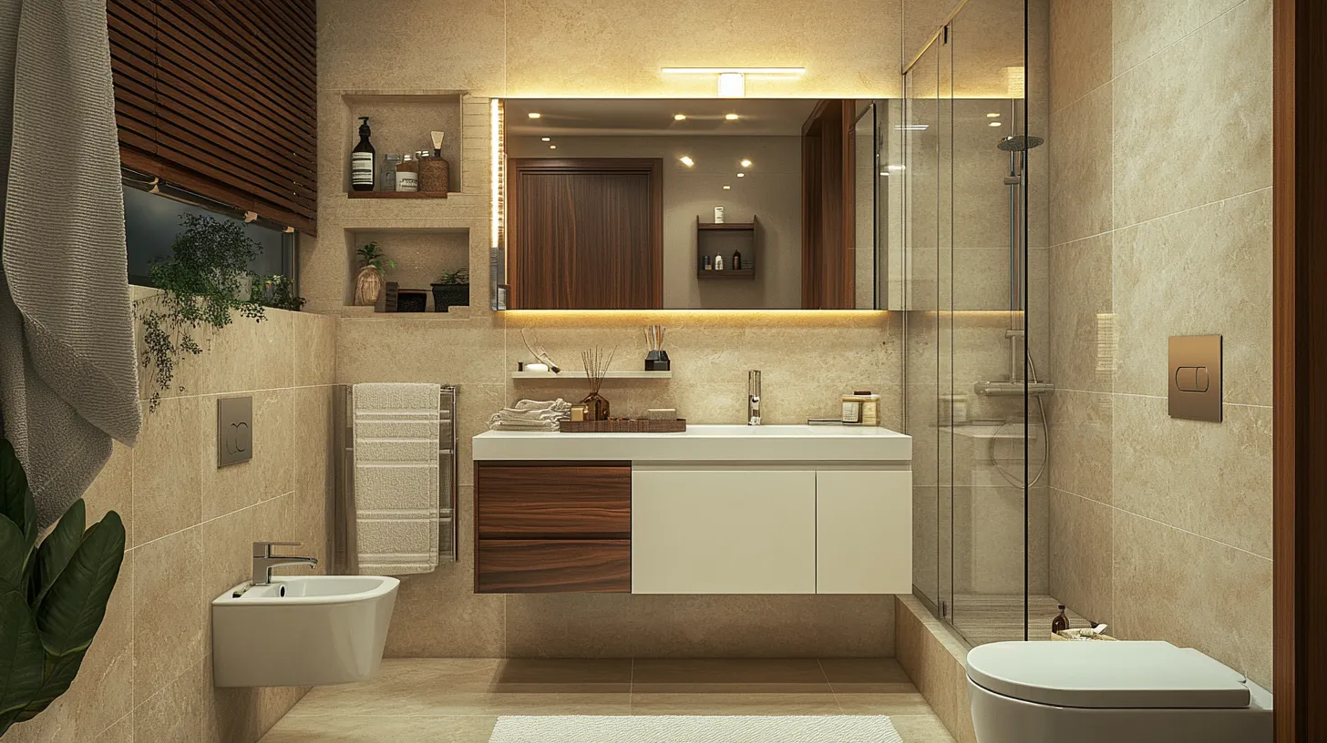 1. Opt for a Corner Basin and Floating Vanity