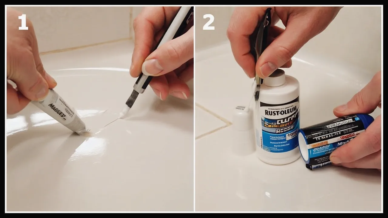 3. Use Grout Filler and a Porcelain Touch-Up Pen – Nearly Invisible