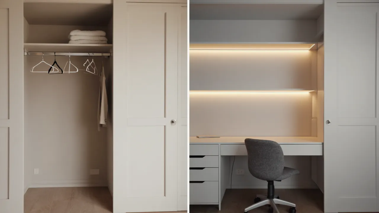 1. Turn a Closet into a Compact “Cloffice”