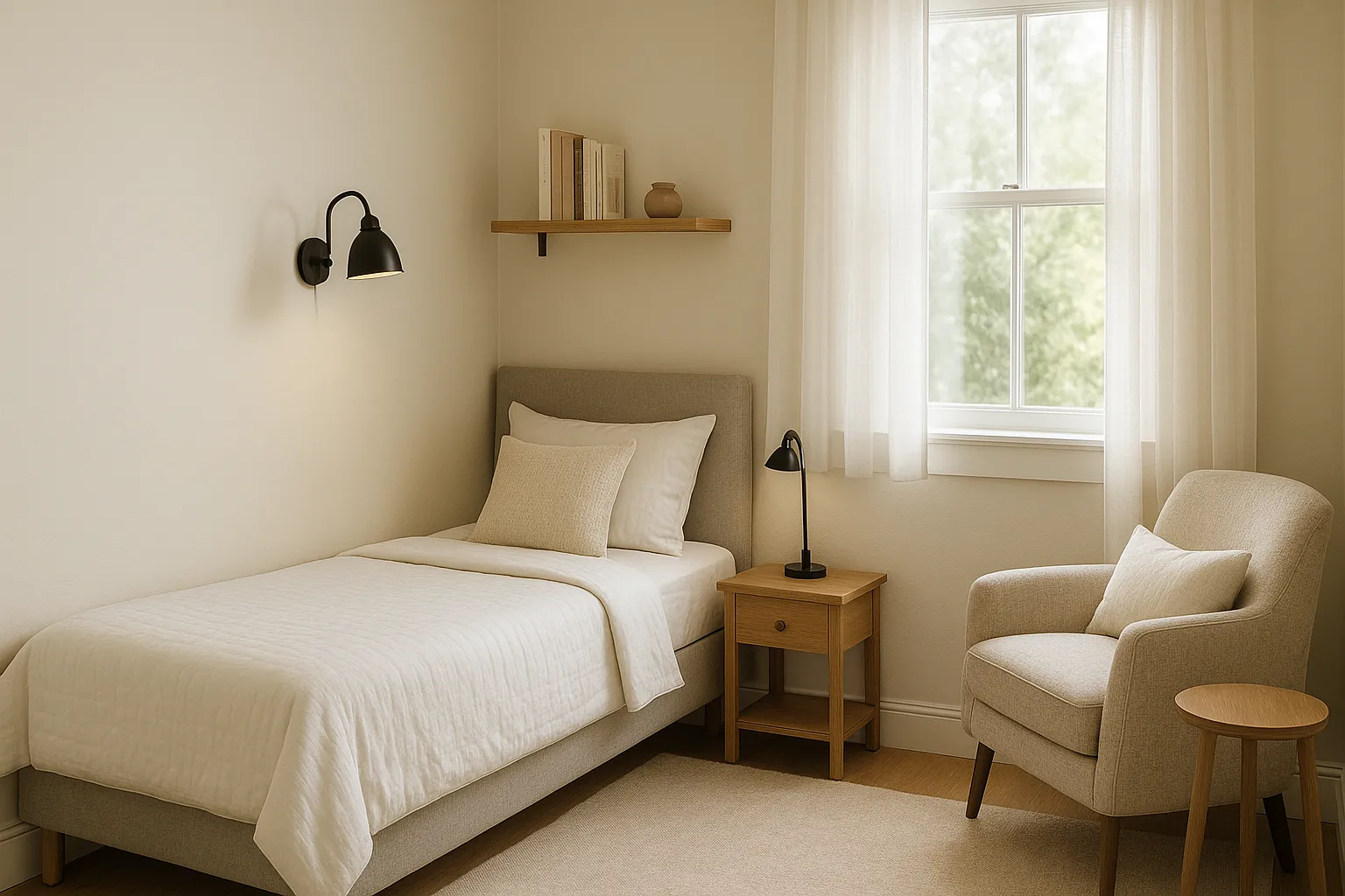 5. Reading Nook + Twin Bed (For Calm and Cozy Vibes)