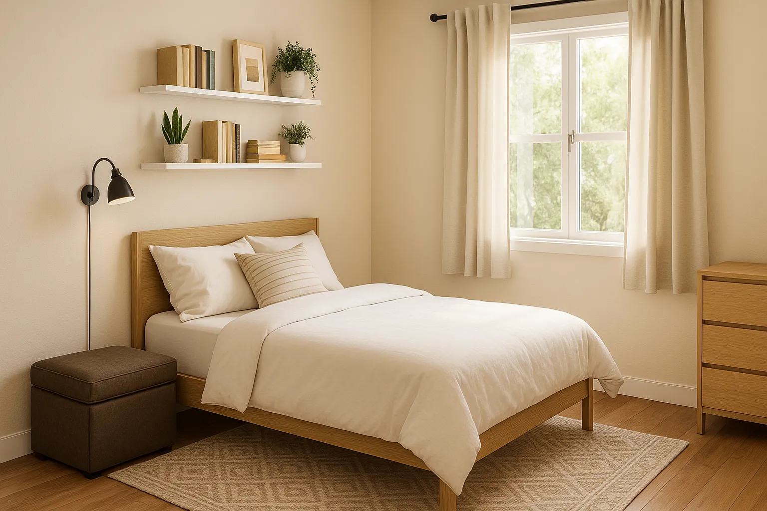 2. The Corner Bed Layout (Perfect for One Person)