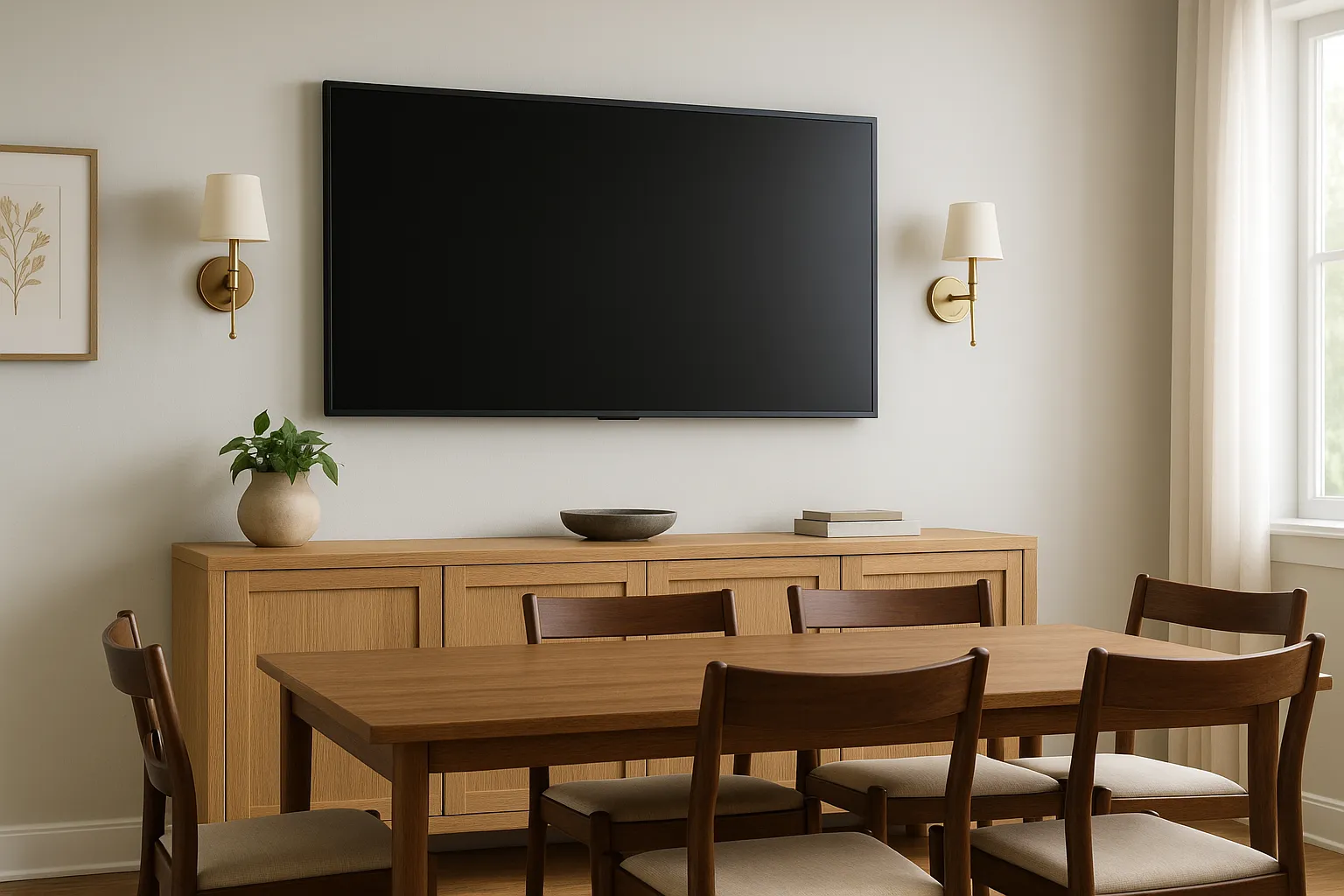 1. Wall-Mount Above Sideboard: Save Space, Stay Balanced