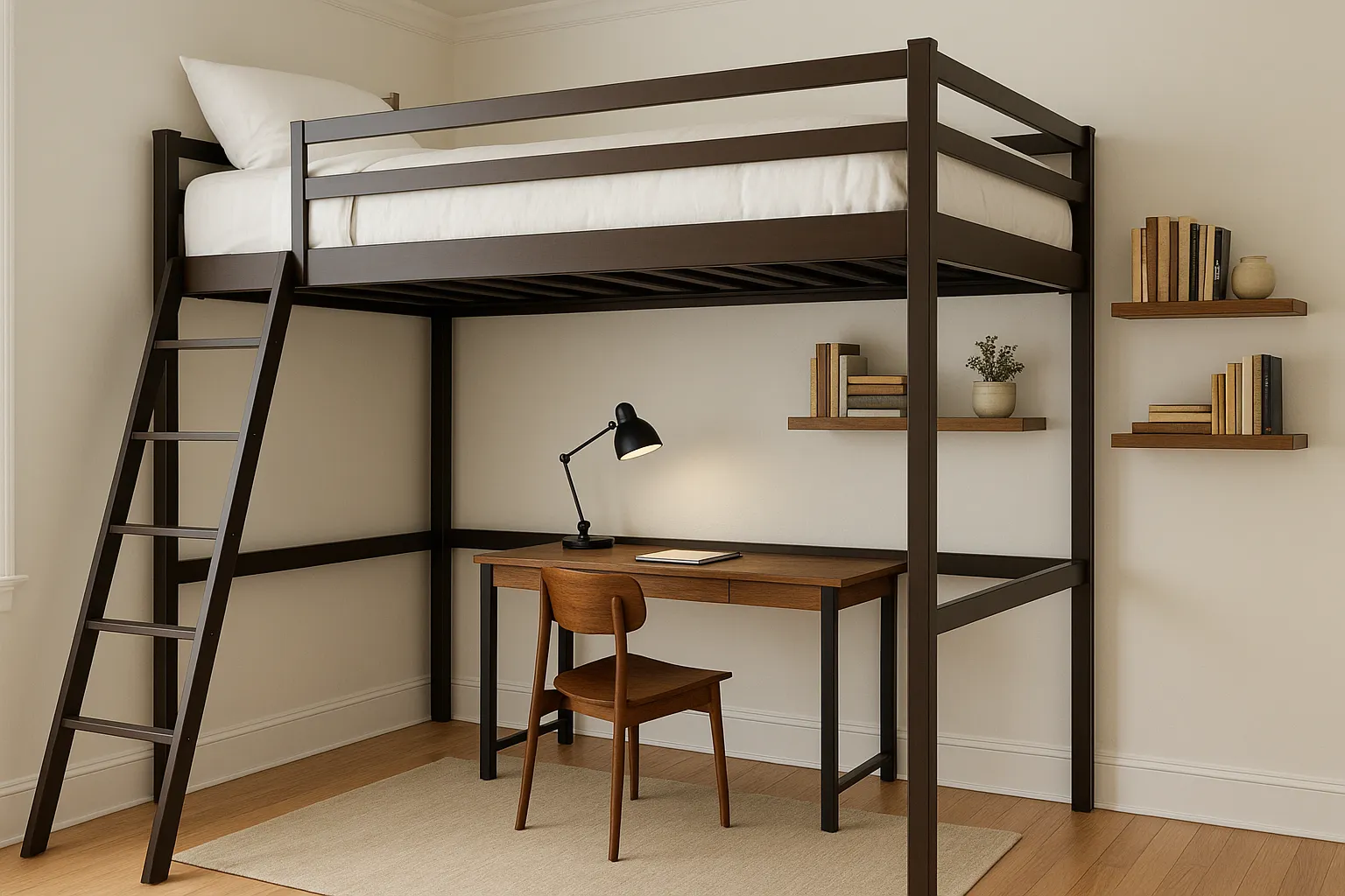 4. Loft Bed + Workspace Below