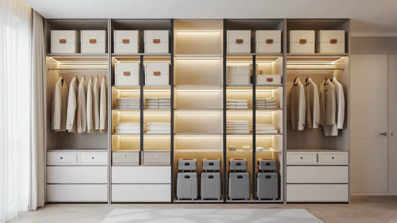 小さなお部屋の上部クローゼット収納