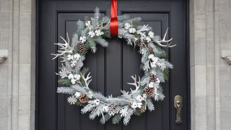 クリスマス風玄関ドアアイデア