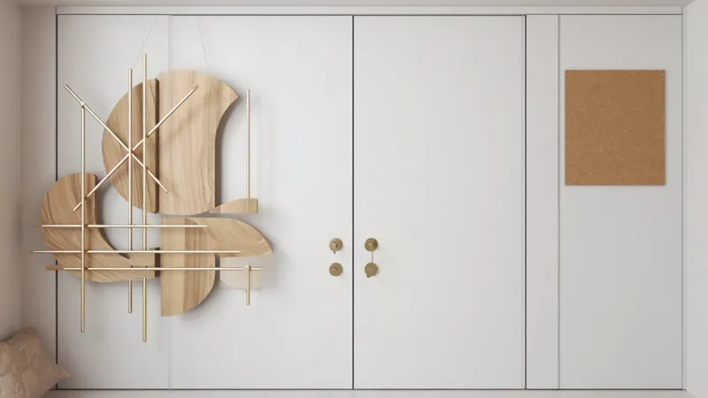 ミニマル幾何学モチーフのドア飾りアイデア