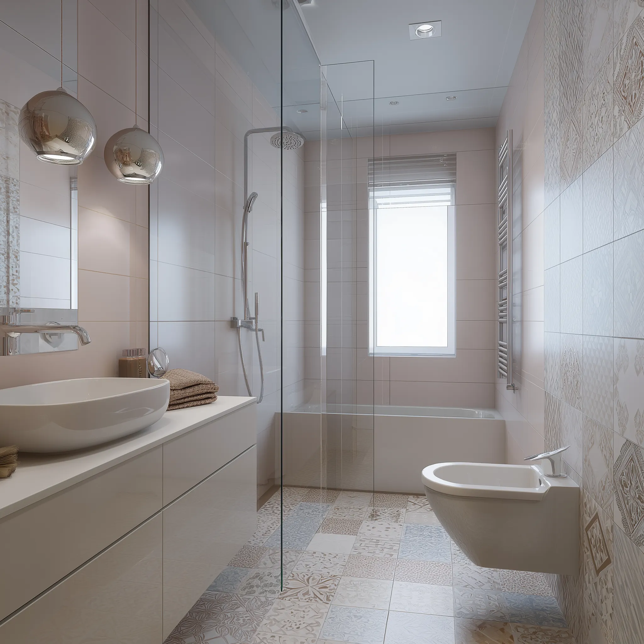 4. Compact Bathroom with Smart Material Use