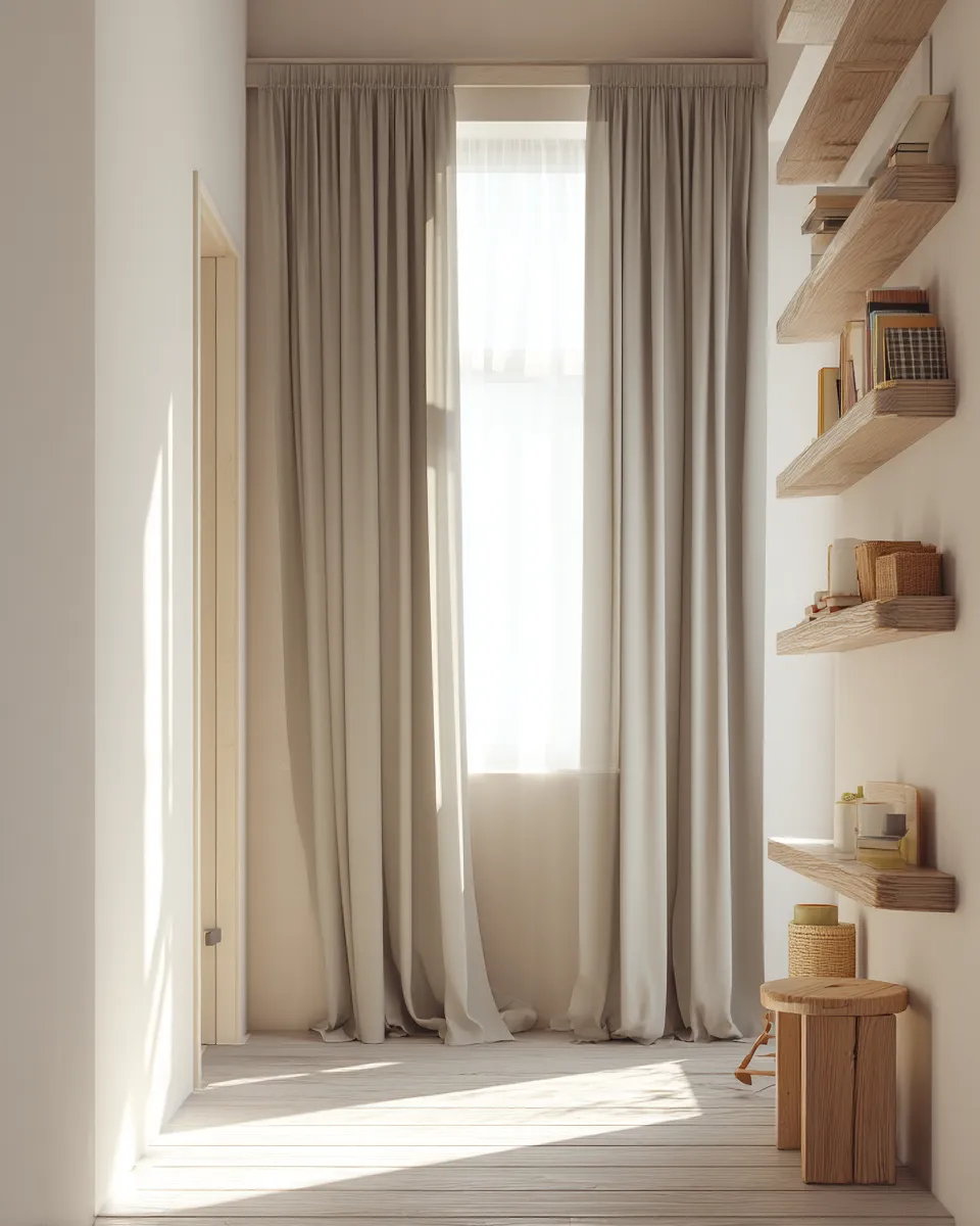 2. Ceiling-Mounted Curtains or Track Drapes