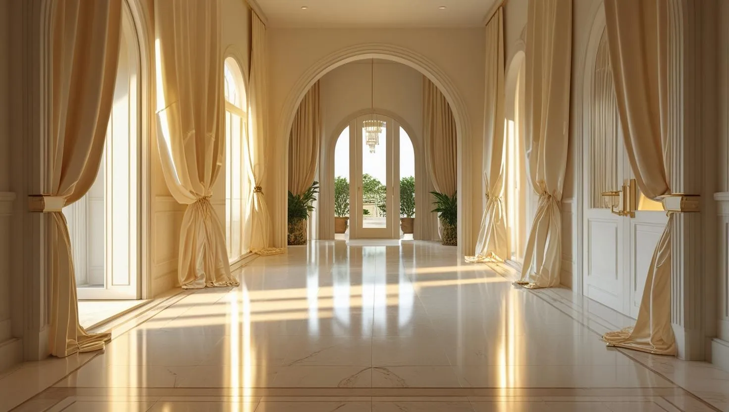 Hall Arch with Curtains