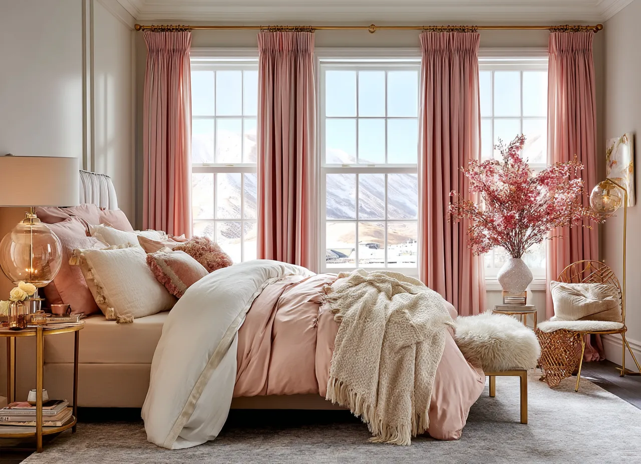 Blush or Dusty Pink Curtains for Peach Walls
