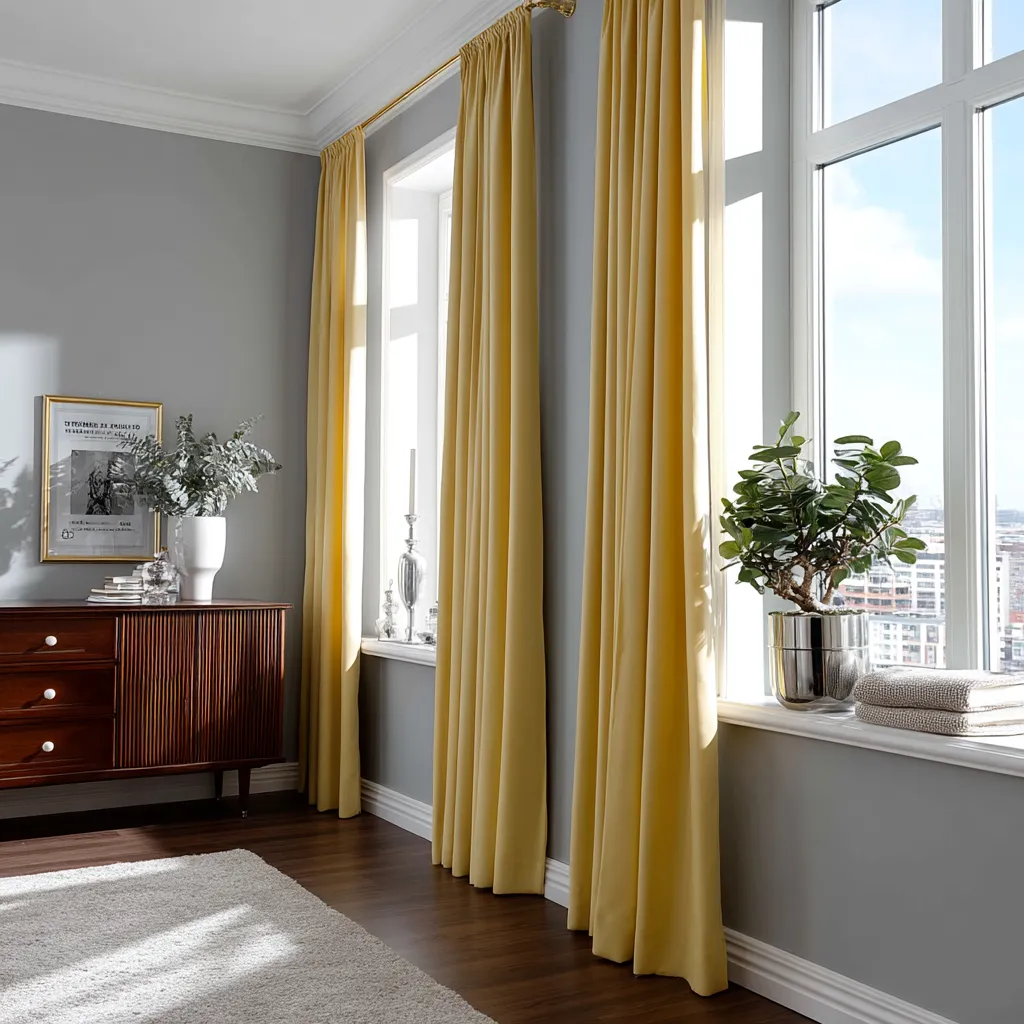 Light Gray or Greige Curtains for Peach Walls
