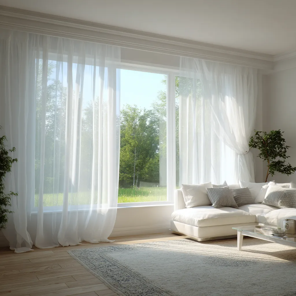 Sheer White Curtains for Peach Walls