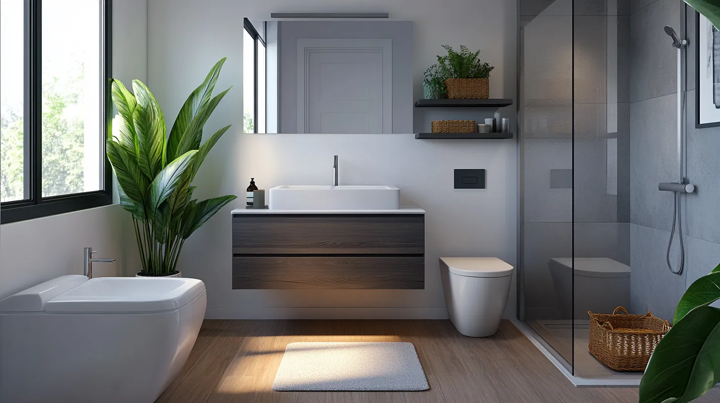 2. Wall-Mounted Vanity and Toilet