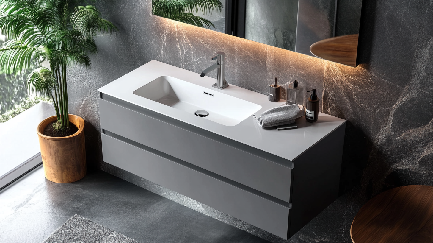 7. Linear Wall-Mounted Vanity