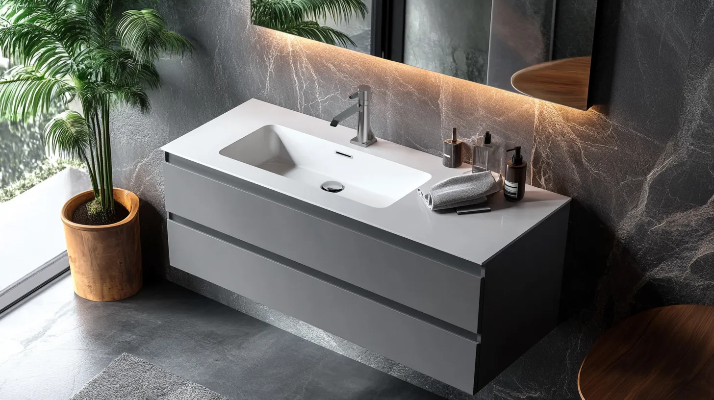 7. Linear Wall-Mounted Vanity