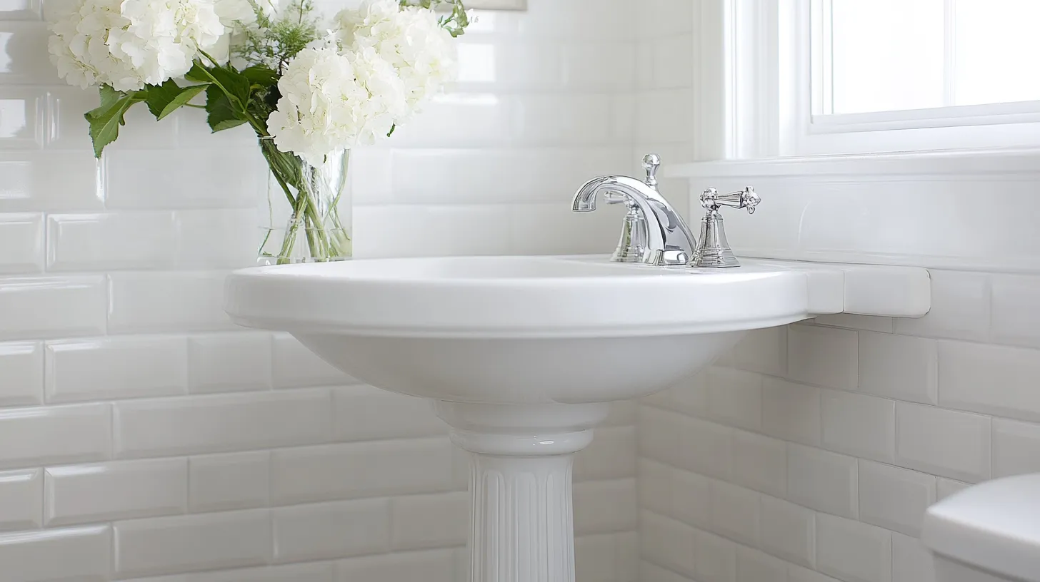 1. Classic White Pedestal in a Powder Room