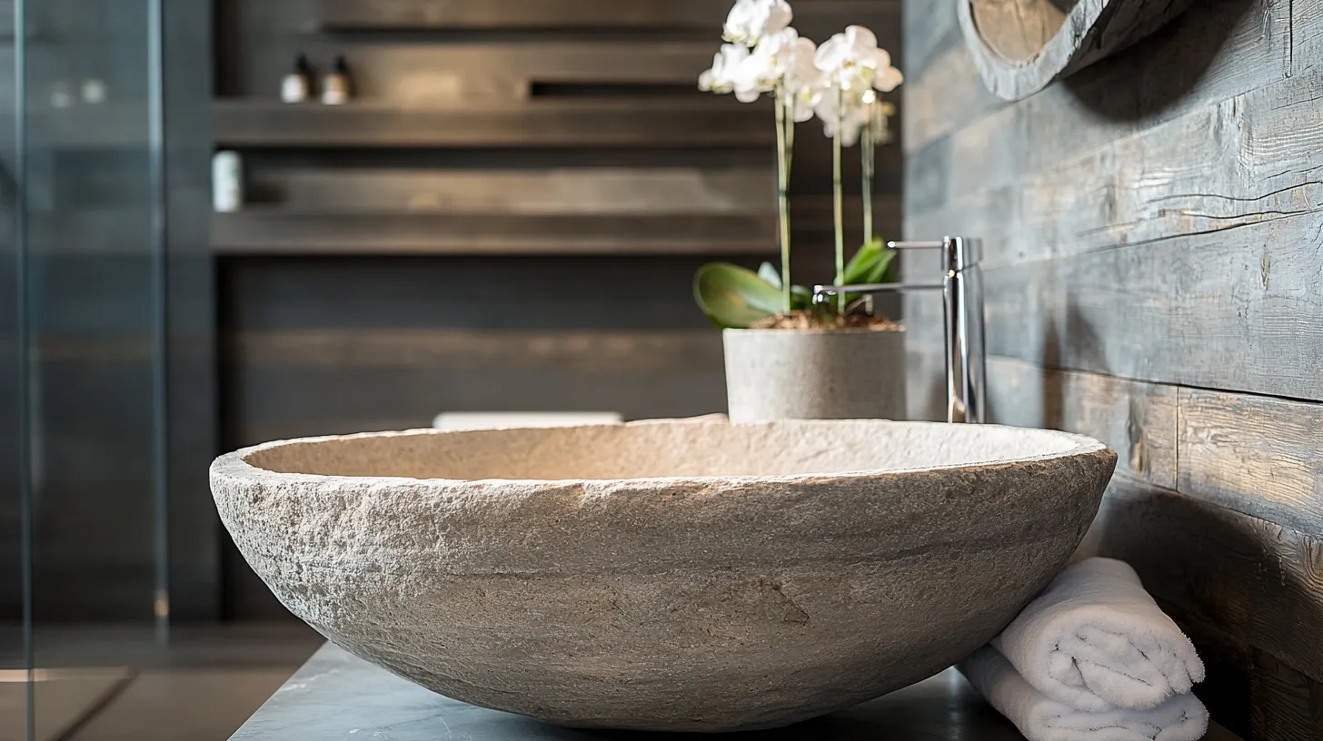 9. Stone or Concrete Pedestal Sink
