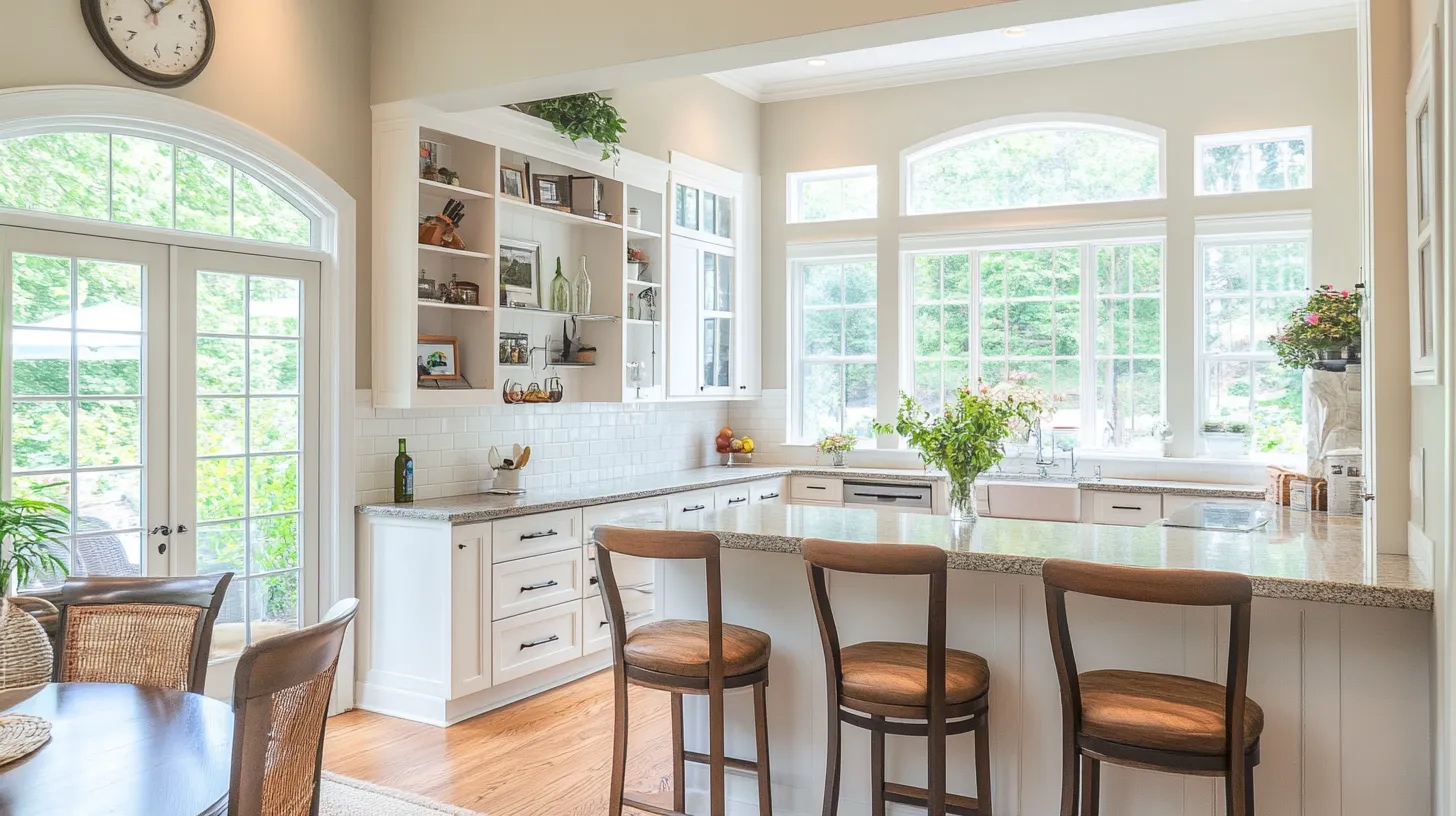 2. Half Walls with Storage Cabinets