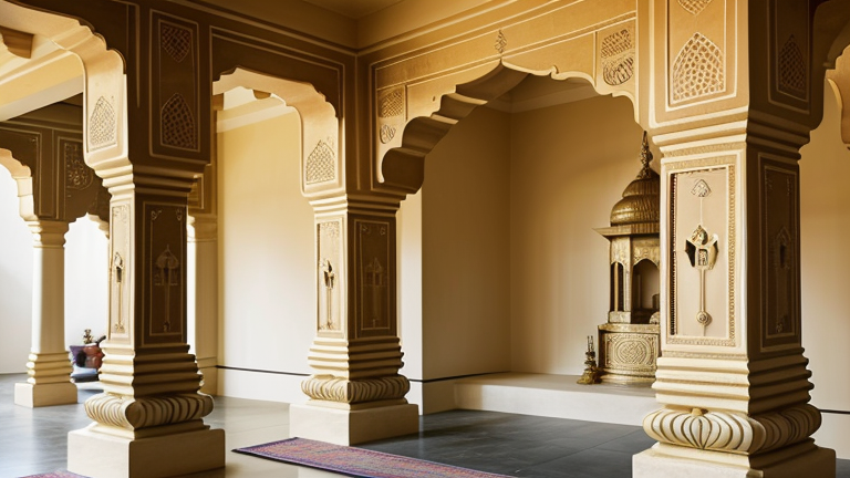 Minimalist Cement Mandap Designs for Modern Pooja Rooms