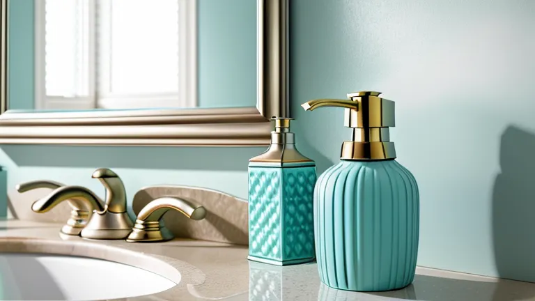 Metallic and Tiffany Blue Bathroom Decor