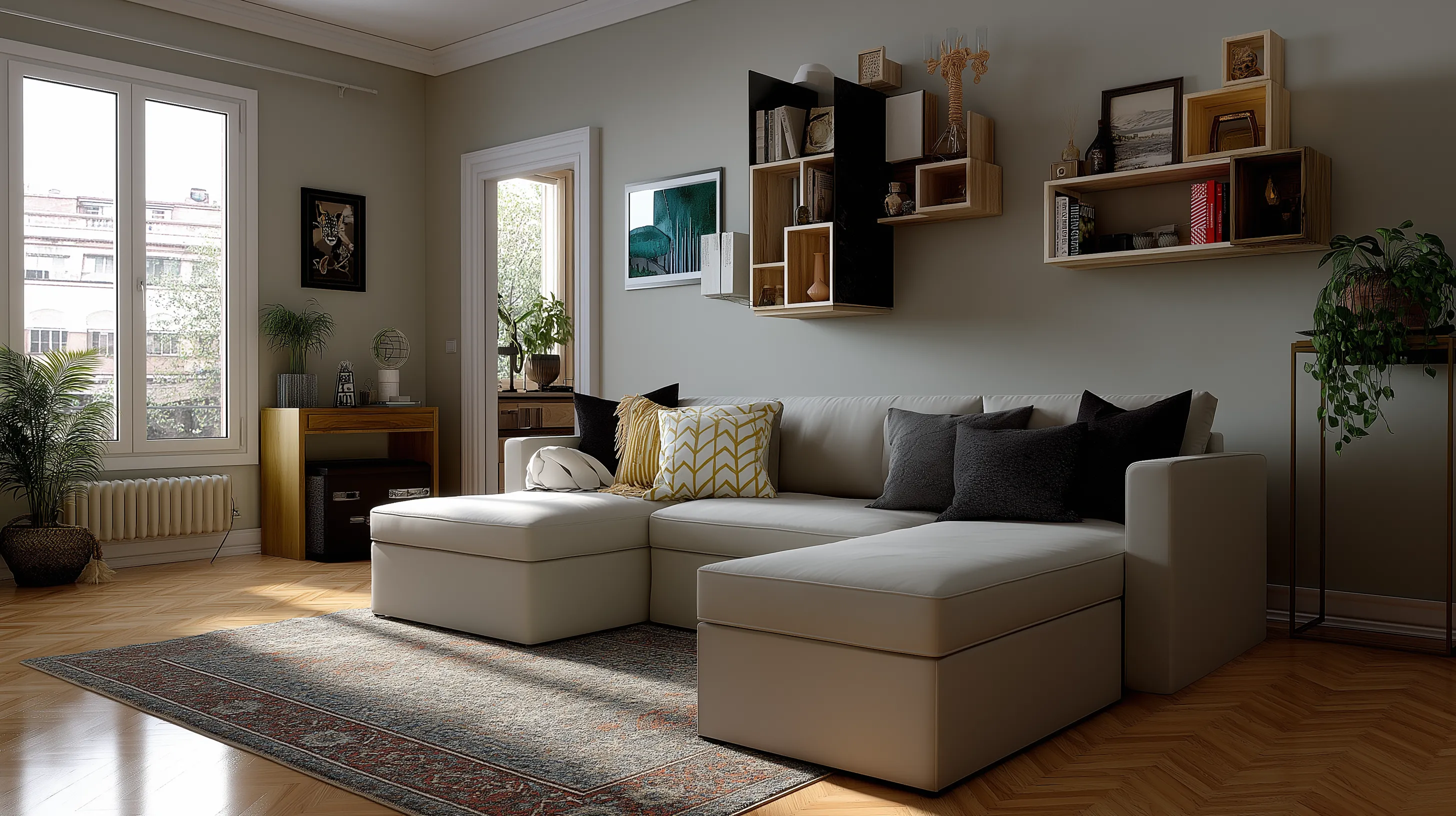 2. L-Shaped Sofa with Reading Corner