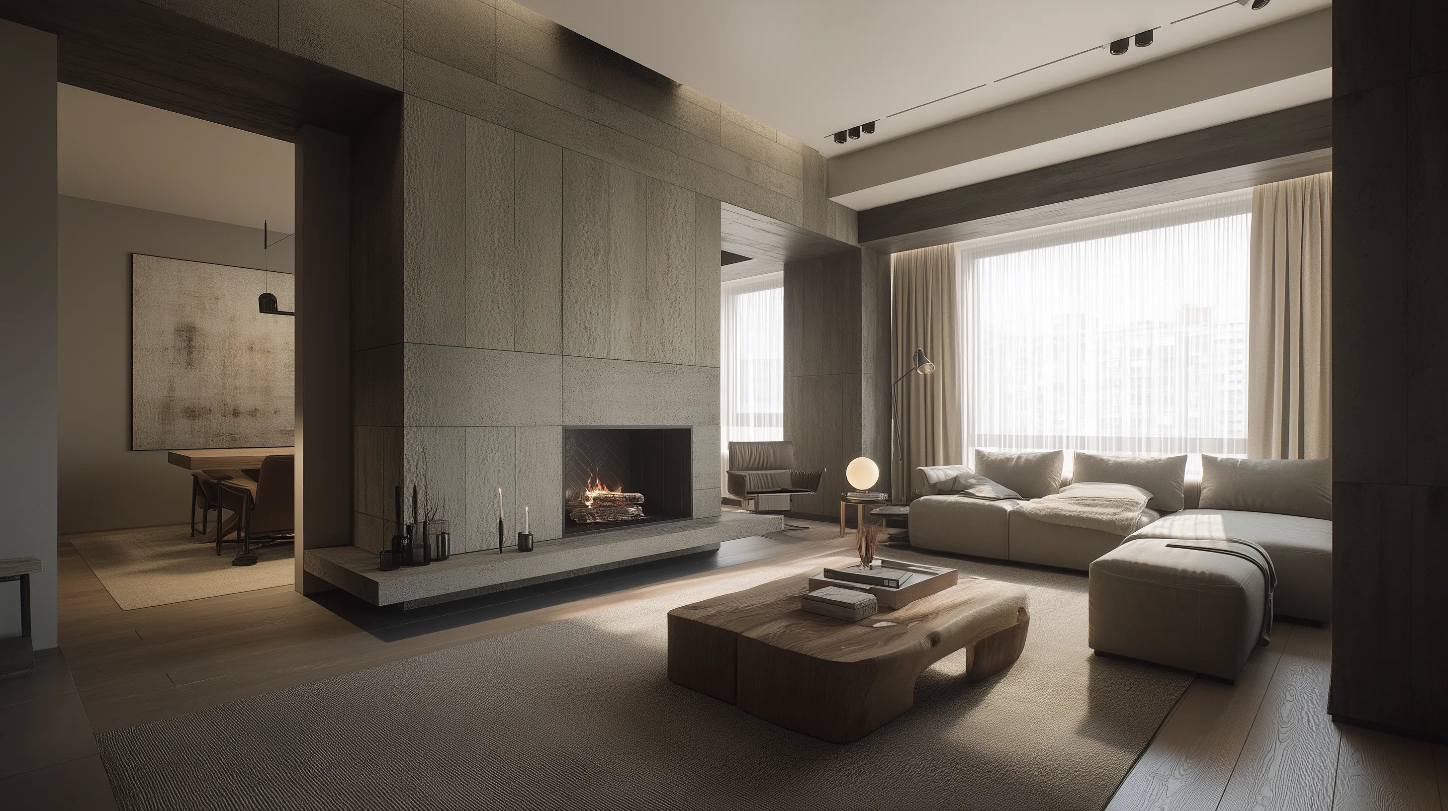 1. Centered Sofa + TV Wall Layout