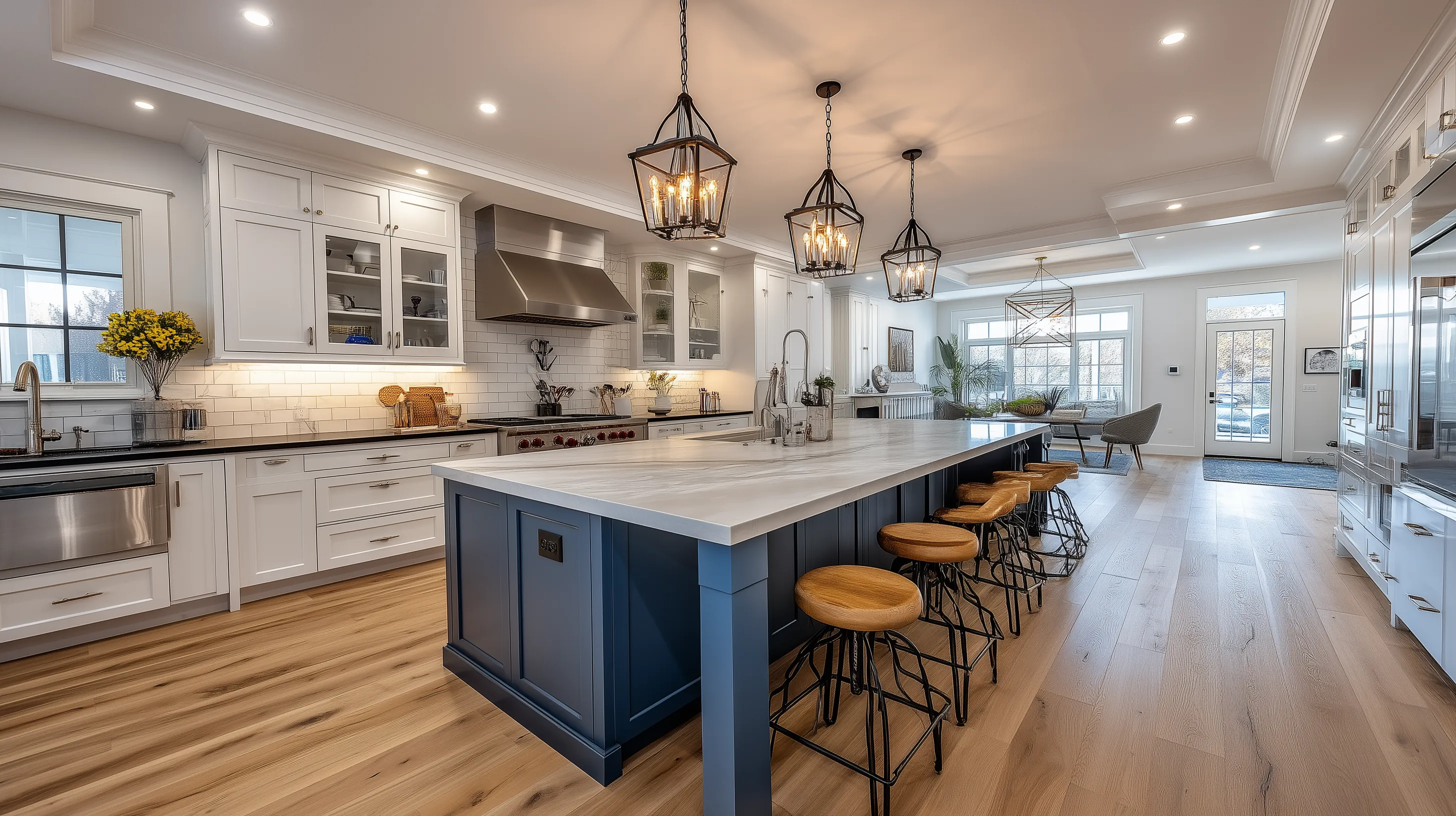 1. U-Shaped Kitchen with Center Island