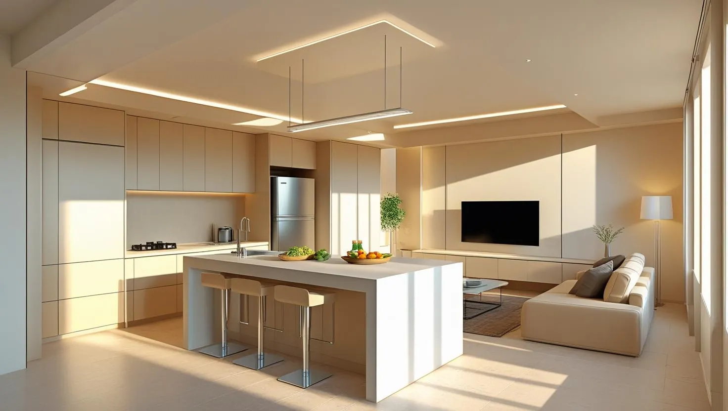 事例1：Ⅰ型対面キッチン＋壁付けダイニング