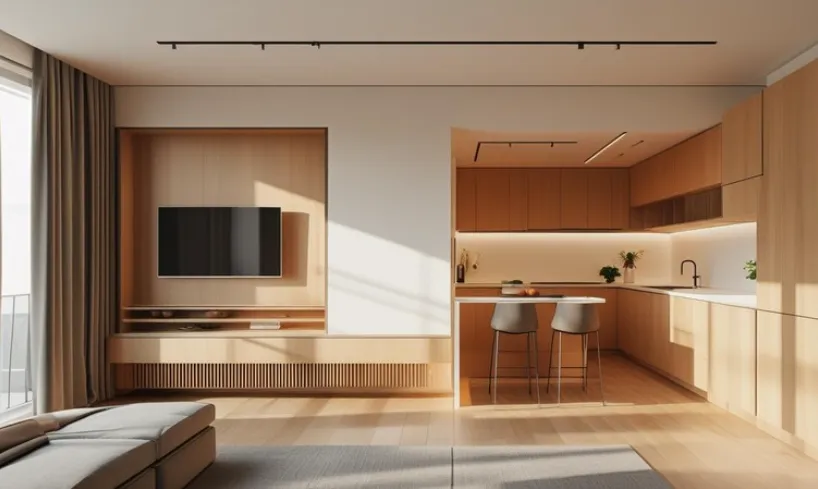 事例2：L型対面キッチン＋収納兼用ダイニングカウンター