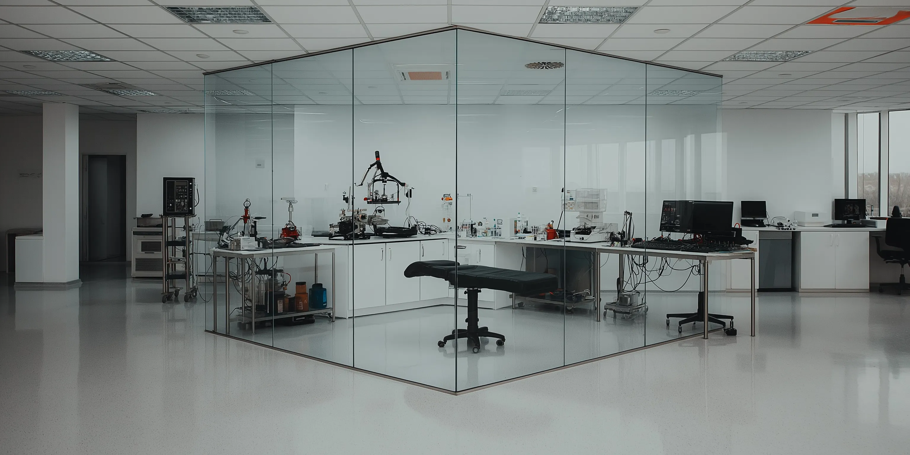 5. Glass Wall + Minimalist Desk = Visual Space Expansion