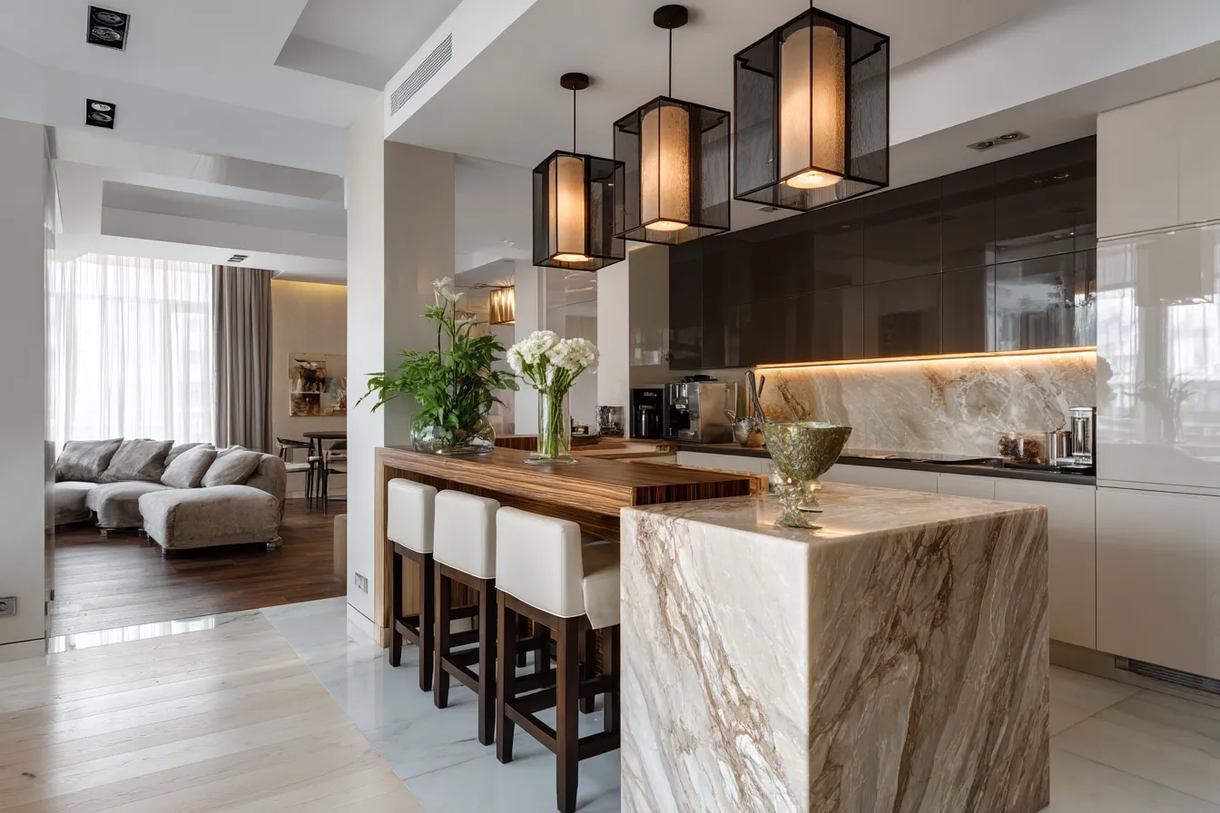 Idea 3: Waterfall Edge Island for Modern Aesthetics