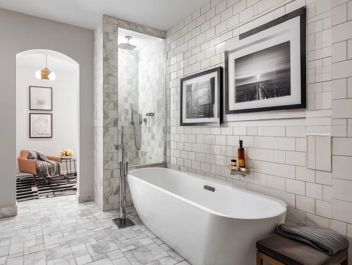 Idea 2: Tub-Shower Combo with Storage Wall