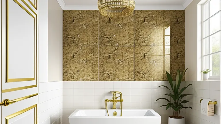 Statement Walls with Harvest Gold Bathroom Tiles