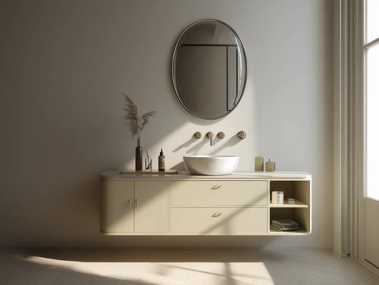 2. Walk-In Shower + Floating Vanity