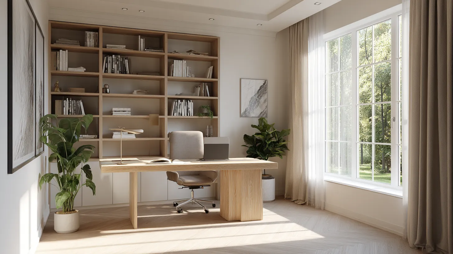 3. Guest Room / Home Office – Murphy Bed + Long Desk