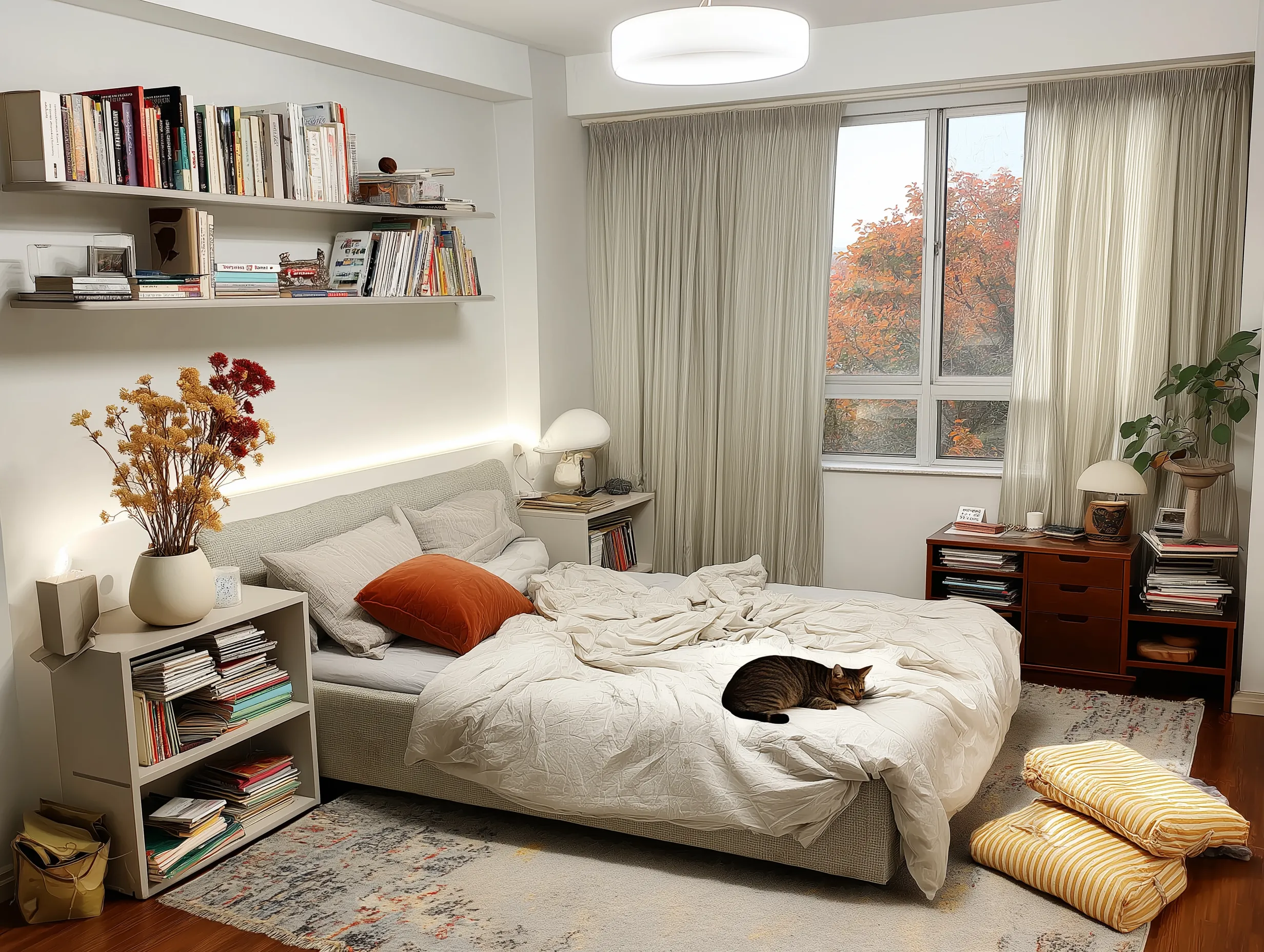 1. Queen Bed + Closet Wall