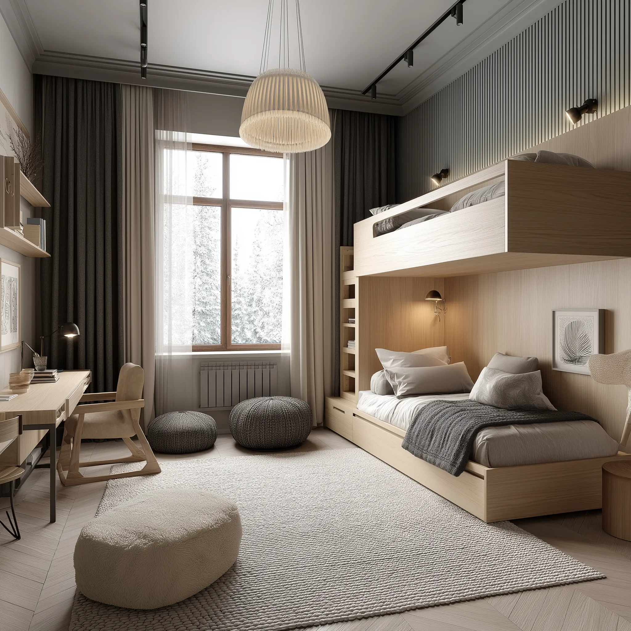 3. Minimalist Loft Bed with Storage Below