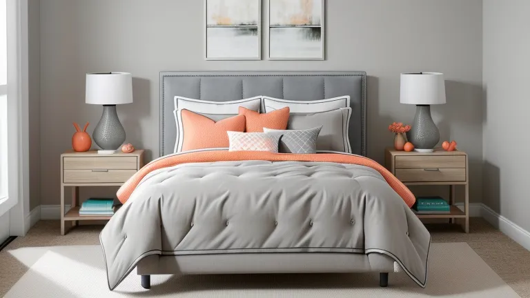 Trendy Ways to Style Gray and Coral in Your Bedroom