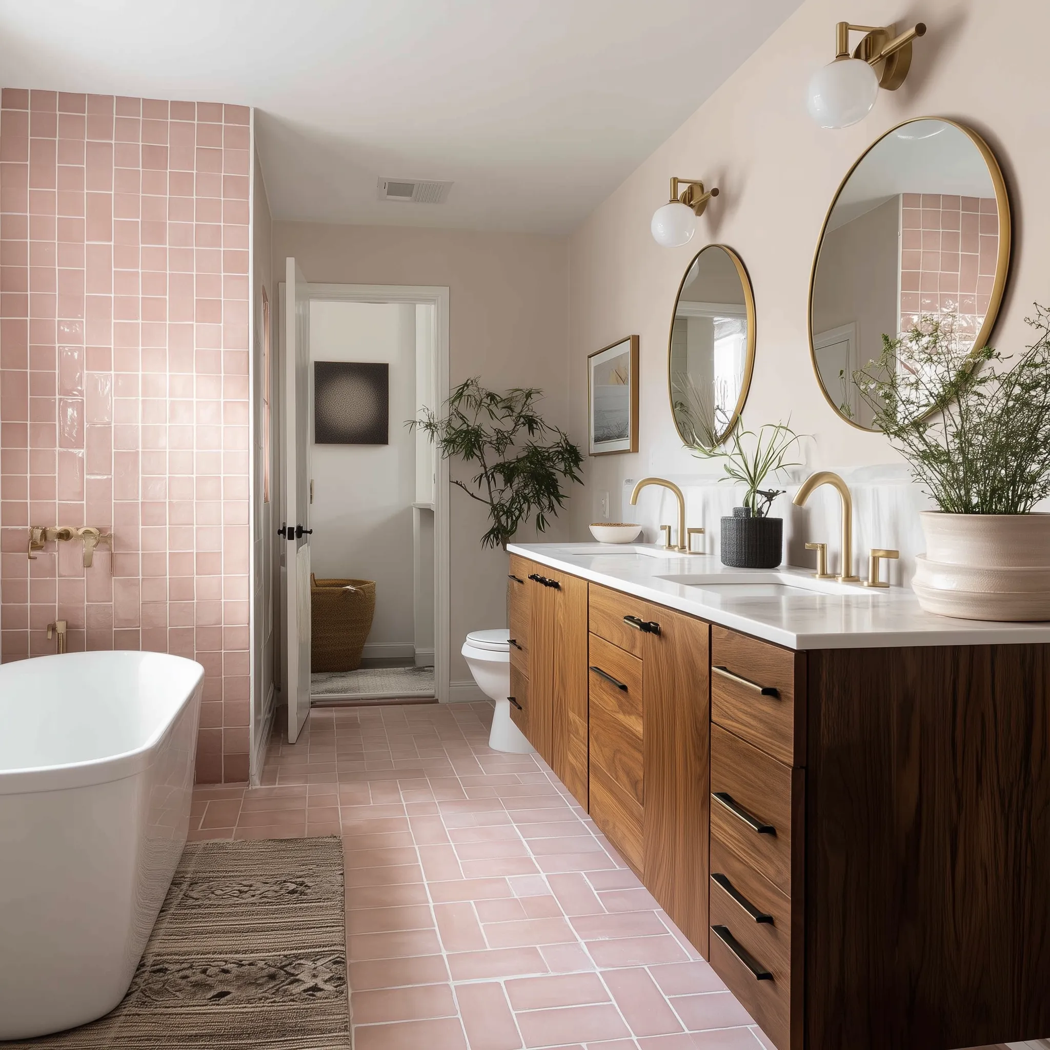 2. Update Almond Tiles with New Grout & Hardware