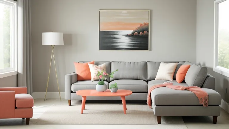 Coral and Gray Living Room Ideas: Trendy Makeover for your Space