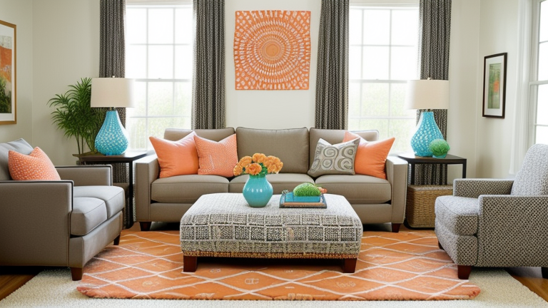Coral and Gray Living Room Ideas: Trendy Makeover for your Space