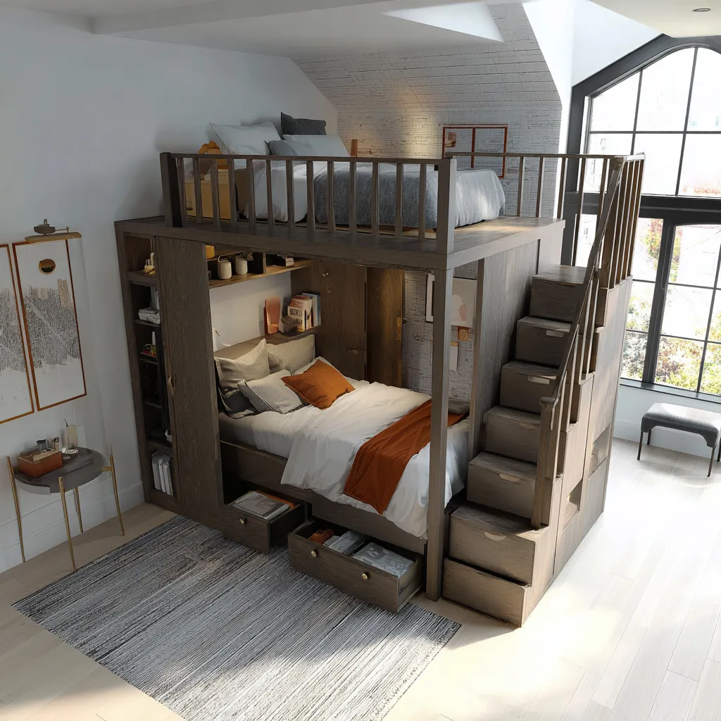 5. Study Corners with Under-Bed Desks: